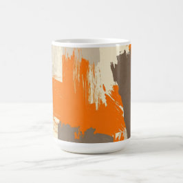 Keurig Oranje Ambachtelijke Kwaststreken Abstract  Koffiemok