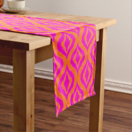 Keurig Oranje Fel Roze Zomer Ikat Ogee Kunstpatroo Korte Tafelloper