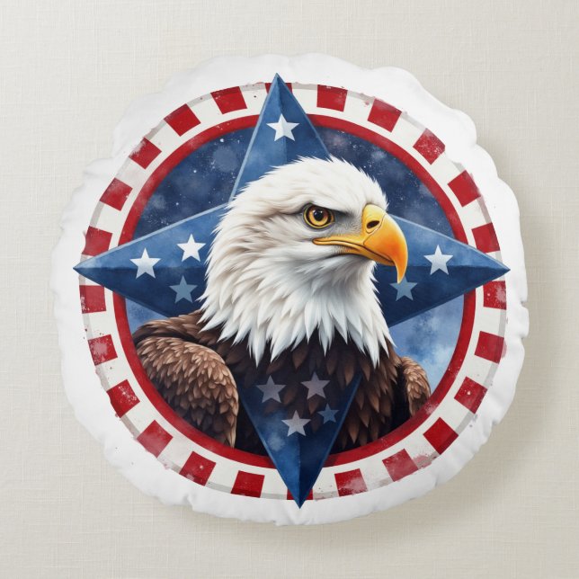 Keurig patriottisch adelaarembleem  rond kussen (Voorkant)