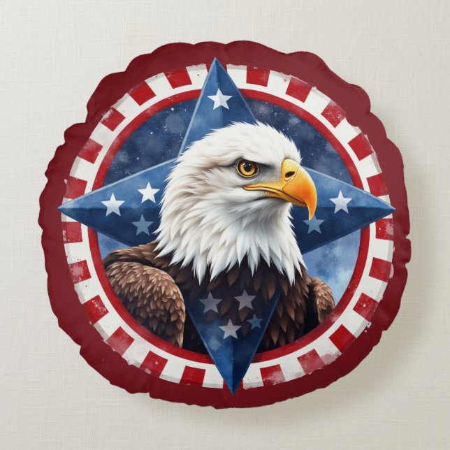 Keurig patriottisch adelaarembleem  rond kussen (Voorkant)