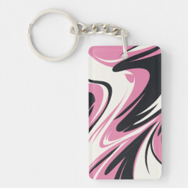 Keurig Roze, Zwart en Wit Abstracte Stroom Sleutelhanger