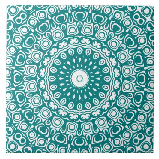 Keurig Teal Mandala Patroon Tegeltje (Voorkant)
