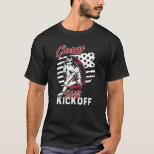 Keurig tot aftrap Amerikaans voetbal meisje spel V T-shirt