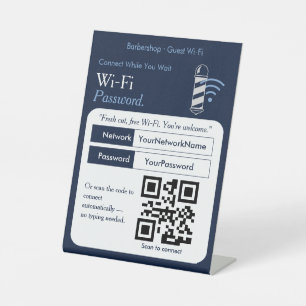 Keurig WiFi-wachtwoord QR-code bord   Wi‑Fi   Kapp Reclamebord Met Voetstuk