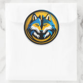 Keurig Wolf Logo Cirkel Embleem Ronde Sticker (Tas)
