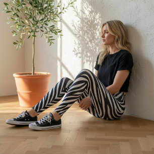 Keurig zebrahuidpatroon Zwart & Wit ID1151 Leggings