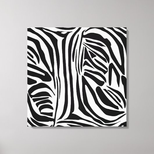 Keurig zwart en wit zebraprintpatroon canvas afdruk (Voorkant)