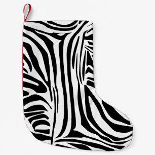 Keurig zwart en wit zebraprintpatroon kleine kerstsok