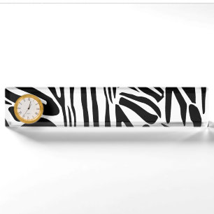 Keurig zwart en wit zebraprintpatroon naambordje