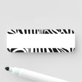 Keurig zwart en wit zebraprintpatroon naamplaatje (In situ)