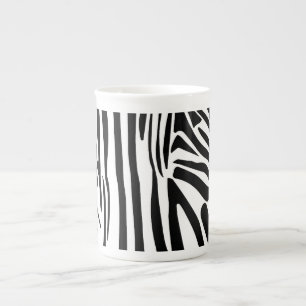 Keurig zwart en wit zebraprintpatroon porselein kop