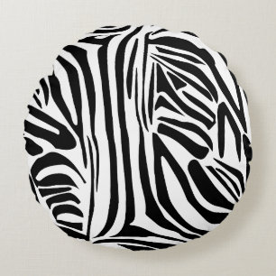 Keurig zwart en wit zebraprintpatroon rond kussen