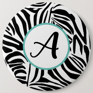 Keurig zwart en wit zebraprintpatroon ronde button 6,0 cm