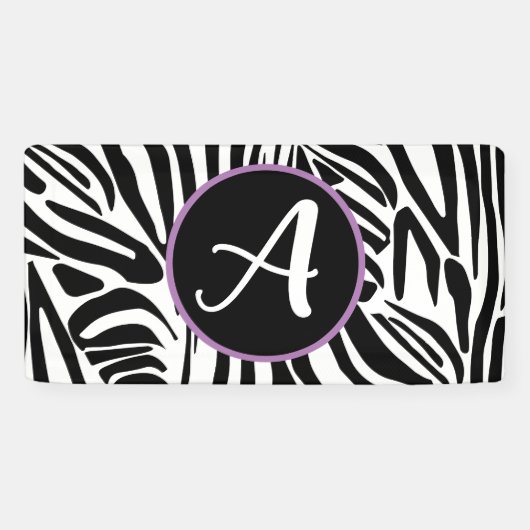 Keurig zwart en wit zebraprintpatroon spandoek (Horizontaal)