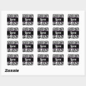 Keurig zwart en wit zebraprintpatroon vierkante sticker (Vel)