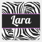 Keurig zwart en wit zebraprintpatroon vierkante sticker (Voorkant)