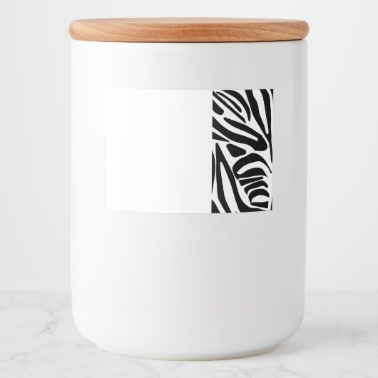Keurig zwart en wit zebraprintpatroon voedselcontainer etiket (Voorkant)