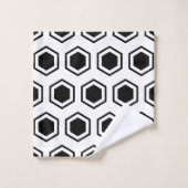 Keurig zwart en wit zeshoekig patroon bad handdoek (Wasdoekje)