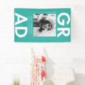 Keurige Afstudeerders Turquoise Foto Afstuderen Spandoek (Insitu)