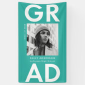 Keurige Afstudeerders Turquoise Foto Afstuderen Spandoek (Verticaal)