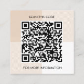 Keurige Beige Gingham Vierkante Logo QR-code Visitekaartje (Achterkant)