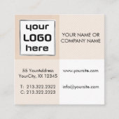 Keurige Beige Gingham Vierkante Logo QR-code Visitekaartje (Voorkant)