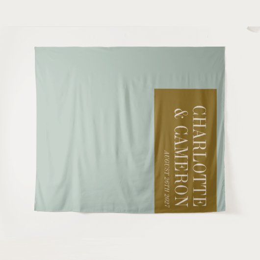 Keurige blauwe en olijfgroene op maat gemaakte tro wandkleed (Voorkant (horizontaal))