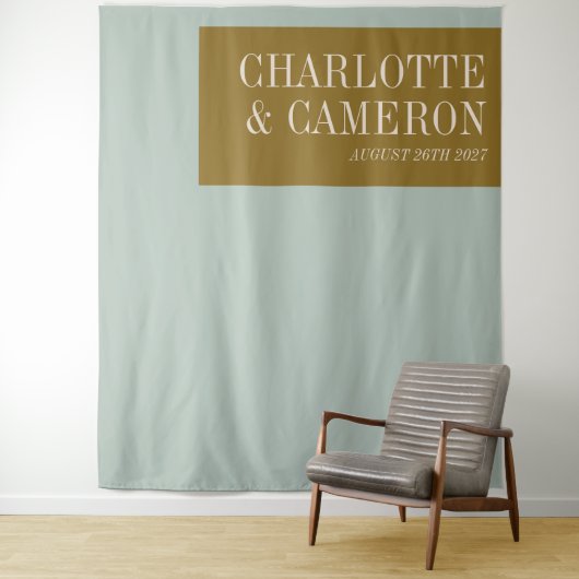 Keurige blauwe en olijfgroene op maat gemaakte tro wandkleed (In situ)