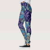 Keurige blauwe en turquoise botanische print bloem leggings (Links)