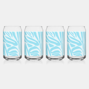 Keurige blauwe en witte zebraprint blikvorm glas