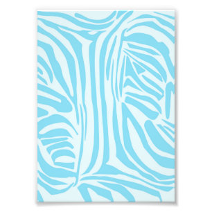 Keurige blauwe en witte zebraprint foto afdruk