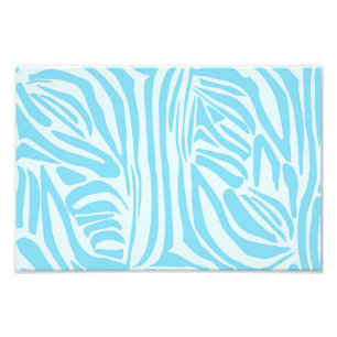 Keurige blauwe en witte zebraprint foto afdruk