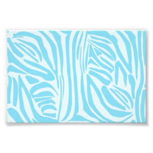 Keurige blauwe en witte zebraprint foto afdruk
