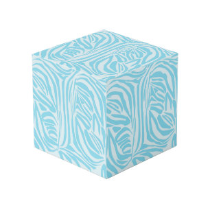Keurige blauwe en witte zebraprint kubus