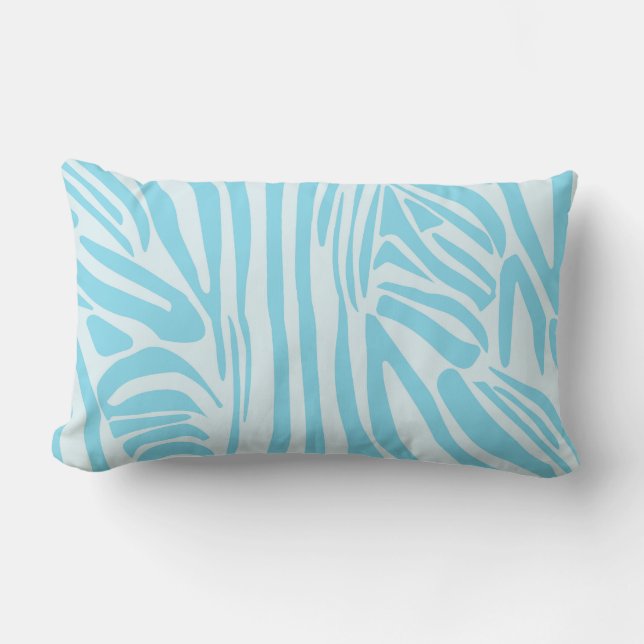 Keurige blauwe en witte zebraprint kussen (Voorkant)