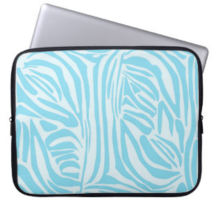 Keurige blauwe en witte zebraprint laptop sleeve
