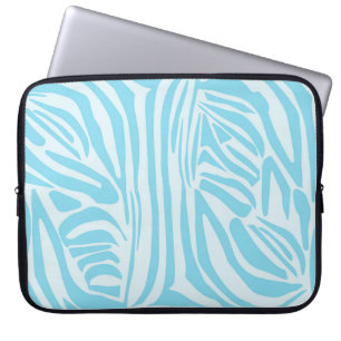 Keurige blauwe en witte zebraprint laptop sleeve