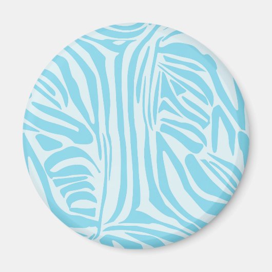 Keurige blauwe en witte zebraprint magneet (Voorkant)