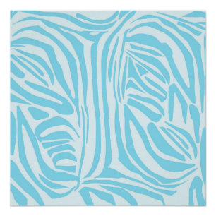 Keurige blauwe en witte zebraprint perfect poster