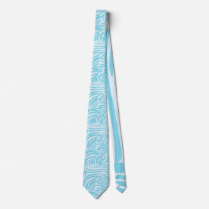 Keurige blauwe en witte zebraprint stropdas