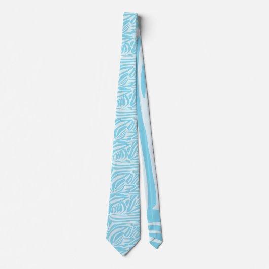 Keurige blauwe en witte zebraprint stropdas (Voorkant)