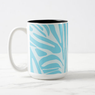 Keurige blauwe en witte zebraprint tweekleurige koffiemok