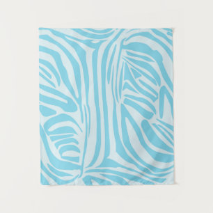 Keurige blauwe en witte zebraprint wandkleed