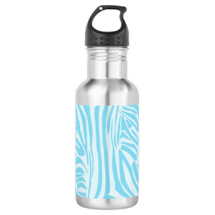 Keurige blauwe en witte zebraprint waterfles