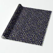 Keurige Blauwe Luipaardprint | Glam Dierenpatroon Cadeaupapier (Uitgerold)