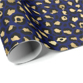 Keurige Blauwe Luipaardprint | Glam Dierenpatroon Cadeaupapier (Rol Hoek)