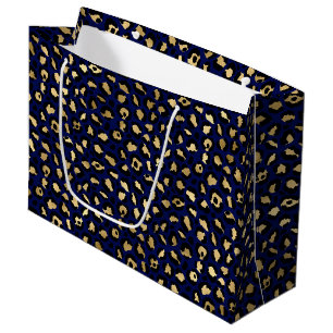 Keurige Blauwe Luipaardprint Glam Dierenpatroon Groot Cadeauzakje