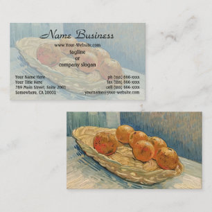 Keurige Blauwe & Oranje Van Gogh Fruit Decoratie Visitekaartje