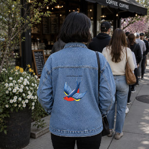 Keurige Blauwe Traditionele Zwaluww Tatouagestijl Denim Jacket