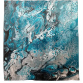 Keurige blauwe & zwarte abstracte douchegordijn (Voorkant)